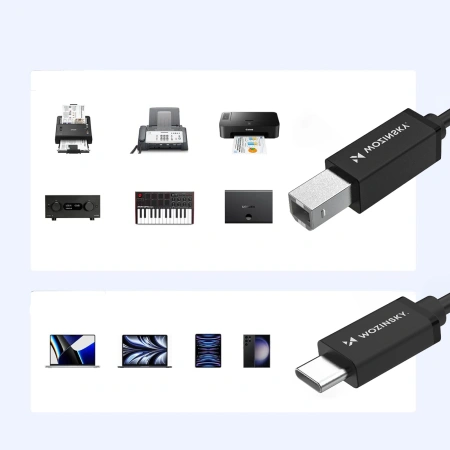 Kabel Wozinsky WKDDY1S USB-B - USB-C 1m - czarny