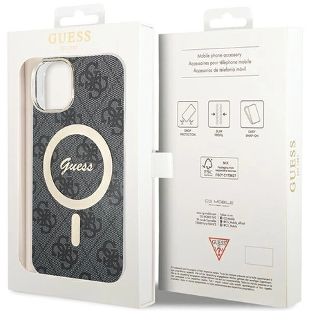 Etui Guess 4G MagSafe na iPhone 15 Plus / 14 Plus - czarne