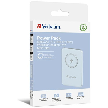 VERBATIM POWERBANK INDUKCYJNY 5000MAH WIRELESS MAGNETIC DO TELEFONÓW IPHONE