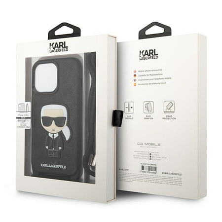KARL LAGERFELD ETUI DO IPHONE 13 PRO 13 HARDCASE SKÓRA MONOGRAM PATCH BLACK