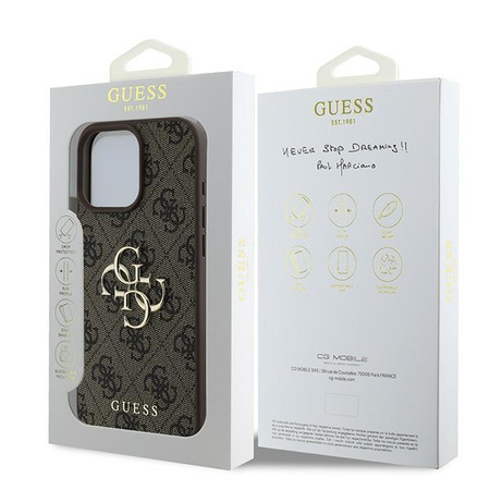 GUESS ETUI HARD CASE DO IPHONE 16 PRO 6.3 4G BIG LOGO Z MODNYM WYKOŃCZENIEM