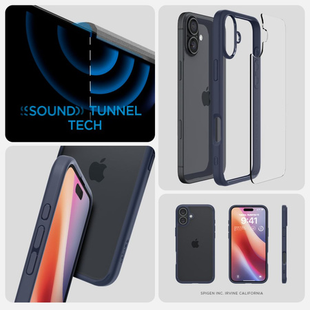 SPIGEN ULTRA HYBRID ETUI DO IPHONE 16 Z OCHRONĄ I Z PRZEZROCZYSTYM TYŁEM