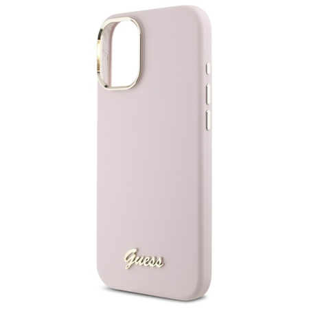 GUESS ETUI SILIKONOWE HARDCASE DO IPHONE 16 PLUS 6.7 Z RAMKĄ LOGO METALOWYM