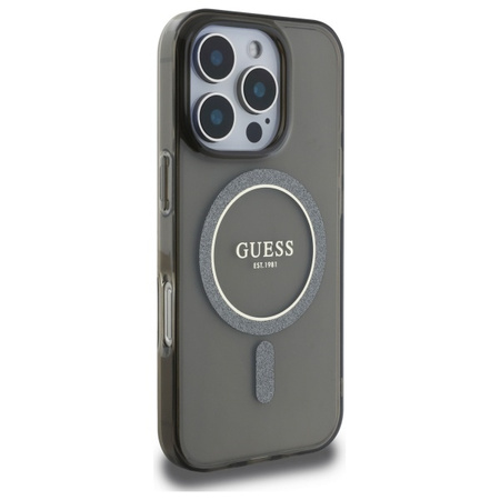 GUESS POKROWIEC DO IPHONE 16 PRO 6.3 HARDCASE GLITTER CIRCLE DO MAGSAFE