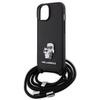 Etui Karl Lagerfeld Crossbody Saffiano Metal Pin Karl & Choupette na iPhone 15 - czarne