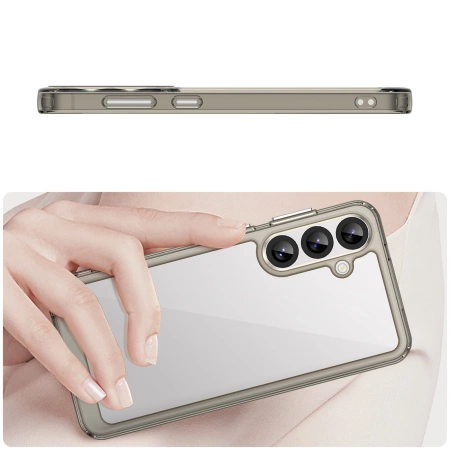 HURTEL ETUI OUTER SPACE DO SAMSUNG GALAXY S25+ Z ŻELOWĄ RAMKĄ TRANSPARENTNE