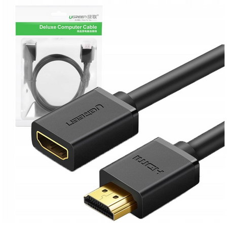 UGREEN KABEL HDMI MĘSKI DO HDMI ŻEŃSKI FULLHD 3D 2M DO TELEWIZORA MONITORA