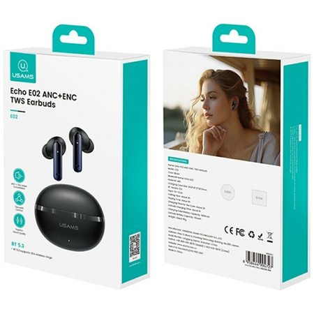 USAMS SŁUCHAWKI BLUETOOTH ECHO E02 DO TELEFON KOMPUTER ANC ENC