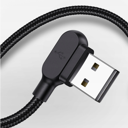 Kabel do telefonu, Szybki , kątowy 90°, Dioda LED, USB, USB-C, 3m, czarny, Mcdodo