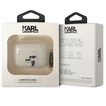 Etui Karl Lagerfeld KLAPHNKCTGT na AirPods Pro - przezroczyste Glitter Karl&Choupette