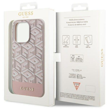 Etui Guess GUHMP14XHGCFSEP na iPhone 14 Pro Max - różowe GCube Stripes MagSafe