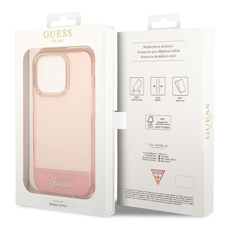 Guess GUHCP14LHGCOP iPhone 14 Pro 6,1" różowy/pink hardcase Translucent