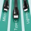 USAMS KABEL 3W1 DO LIGHTNING USB-C MICRO USB 1M DO TELEFONÓW APPLE SAMSUNG