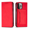 Magnet Card Case etui do iPhone 13 pokrowiec portfel na karty kartę podstawka czerwony