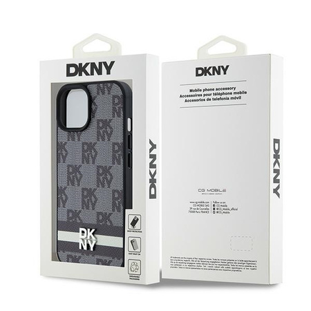 DKNY POKROWIEC HARDCASE DO IPHONE 14 15 136.1 SKÓRZANY MONO PATTERN STRIPES
