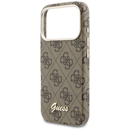 Etui Guess 4G Script MagSafe do iPhone 17 Pro brązowy
