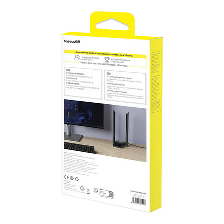 BASEUS ADAPTER WIFI FASTJOY 1800MBPS DO WINDOWS MAC PC BEZPRZEWODOWE ŁĄCZE
