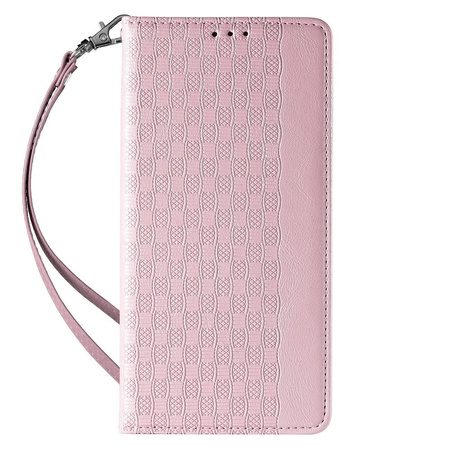 Magnet Strap Case etui iPhone 14 Plus pokrowiec z klapką portfel mini smycz podstawka różowe