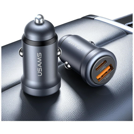 Ładowarka samochodowa USAMS CC322 30W    1xUSB-A 1xUSB-C tarnish