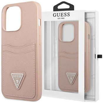 Guess GUHCP13LPSATPP iPhone 13 Pro / 13 6,1" różowy/pink hardcase SaffianoTriangle Logo Cardslot