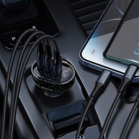 MCDODO MOCNA SZYBKA ŁADOWARKA SAMOCHODOWA MIERNIK 3X USB USB-C 128W LED