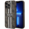 Etui Guess GUHMP13XP4RPSW na iPhone 13 Pro Max 6.7" - brązowe 4G Printed Stripes MagSafe