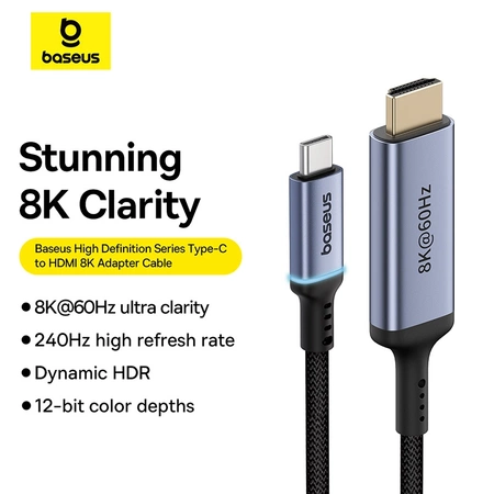 Kabel USB-C - HDMI Baseus BS-OH064 8K 60Hz 1,5m - czarny