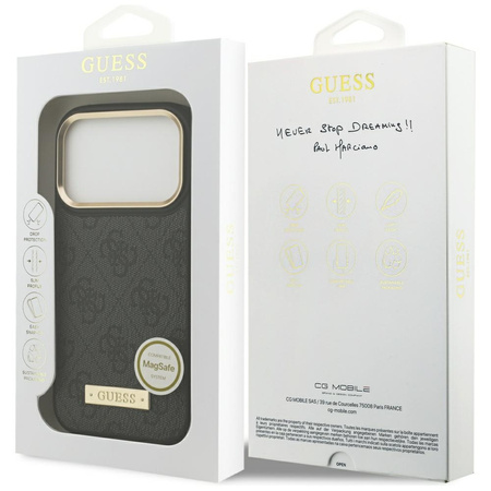 Etui Guess 4G Logo Plate MagSafe do iPhone 17 Pro czarny