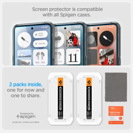 SPIGEN SZKŁO HARTOWANE GLAS.TR EZ FIT DO NOTHING PHONE 3 2-PACK