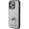 Etui Karl Lagerfeld Fixed Glitter Choupette Logo Metal Pin do iPhone 15 Pro - srebrne