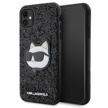 Etui Karl Lagerfeld KLHCN61G2CPK na iPhone 11 / Xr - czarne Glitter Choupette Patch