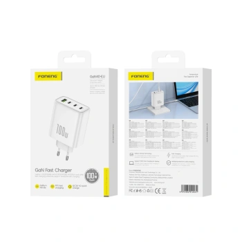 FONENG ładowarka sieciowa GaN40 GaN PD 100W 3xUSB-C + 1xUSB QC3.0 Biały