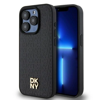 DKNY ETUI DO IPHONE 15 PRO DO MAGSAFE SKÓRA Z WZOREM MONOGRAM I LOGO