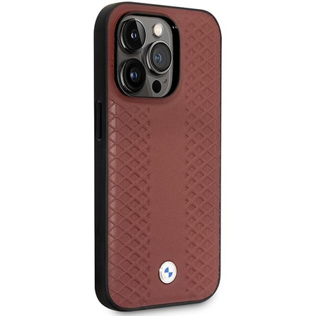 Etui BMW BMHCP14L22RFGR na iPhone 14 Pro burgundowy/burgundy Leather Diamond Pattern