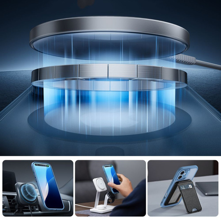 ESR CLASSIC PRO POKROWIEC DO MAGSAFE IPHONE 16 ZESTAW HALOLOCK FROSTED BLUE