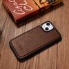 iCarer Leather Oil Wax etui pokryte naturalną skórą do iPhone 14 Plus (kompatybilne z MagSafe) brązowy (WMI14220719-BN)