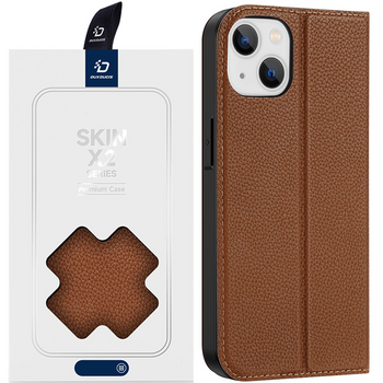 Dux Ducis Skin X2 etui do iPhone 14 Plus pokrowiec z magnetyczną klapką brązowy