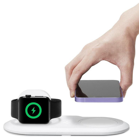 SPIGEN MAGFIT DUO APPLE MAGSAFE & APPLE WATCH CHARGER STAND WHITE
