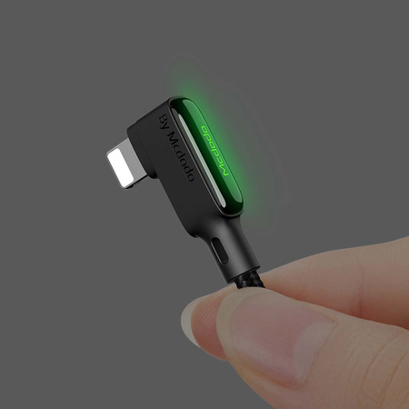 MCDODO KABEL KĄTOWY 90° USB LIGHTNING DWUSTRONNY DO IPHONE 12 13 14 LED 2M