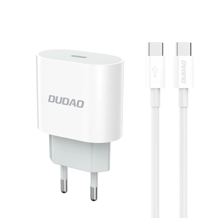 DUDAO ŁADOWARKA SIECIOWA PD 20W USB-C DO TELEFONÓW IPHONE 12 13 14 Z KABLEM