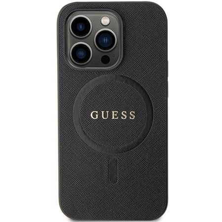 Etui Guess GUHMP14XPSAHMCK na iPhone 14 Pro Max 6.7" - czarne Saffiano MagSafe