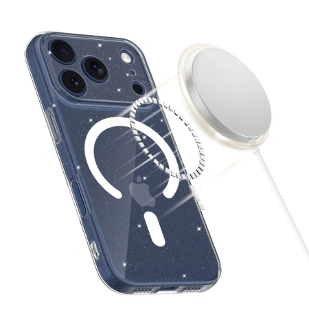 Etui Tech-Protect FlexAir MagSafe na iPhone 17 Pro Max - przezroczysto-brokatowe