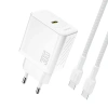 Ładowarka sieciowa Dudao A27PCEU PD 30W GaN USB-C z kablem USB-C - biała