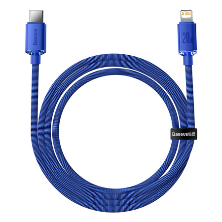 Baseus Crystal Shine Series kabel przewód USB do szybkiego ładowania i transferu danych USB Typ C - Lightning 20W 1,2m niebieska (CAJY000203)