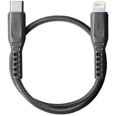 Etui Uniq Kabel Flex USB-C-Lightning 18W nylonowy 30cm - szare