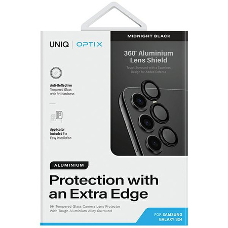UNIQ SZKŁO OCHRONNE DO OBIEKTYWU SAMSUNG S24 S921 ALUMINIOWE Z APLIKATOREM