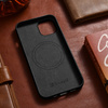 iCarer Case Leather pokrowiec etui z naturalnej skóry do iPhone 14 Plus czarny (kompatybilne z MagSafe)
