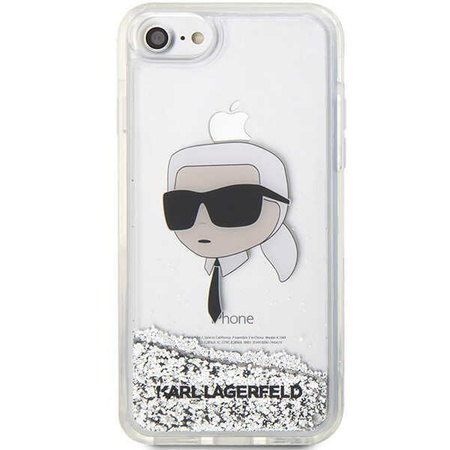 Etui Karl Lagerfeld KLHCI8LNKHCH na iPhone 7/8/ SE 2020 / SE 2022 - srebrne Glitter Karl Head