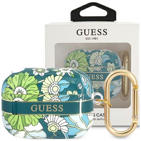 Guess GUAPHHFLN AirPods Pro cover zielony/green Flower Strap Collection