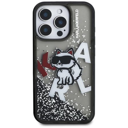Etui Karl Lagerfeld Liquid Glitter       Choupette Logo do iPhone 16 Pro czarny